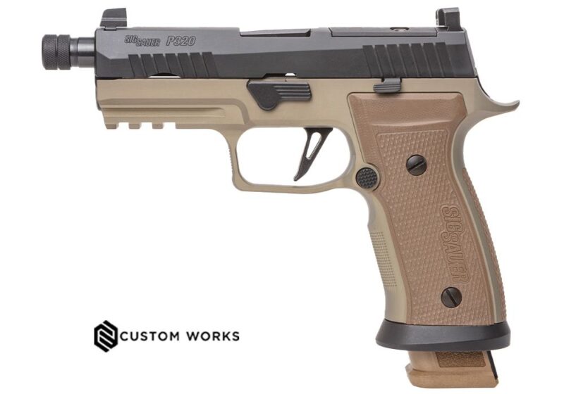 gun range wilson nc P320, 9MM, 4.6IN, COMBAT, FDE, STRIKER, X-RAY 3, AXG MODULAR GRIP, (3) 21RD STEEL MAG, THREADED (1/2X28)